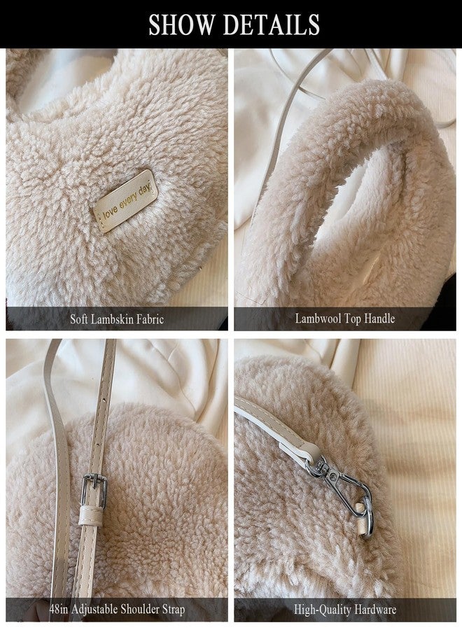 Extolove Fluffy Purse, Furry Purse Faux Fur Bag Cute Lambswool Fuzzy Crossbody Bag for Women (White) - Image 5