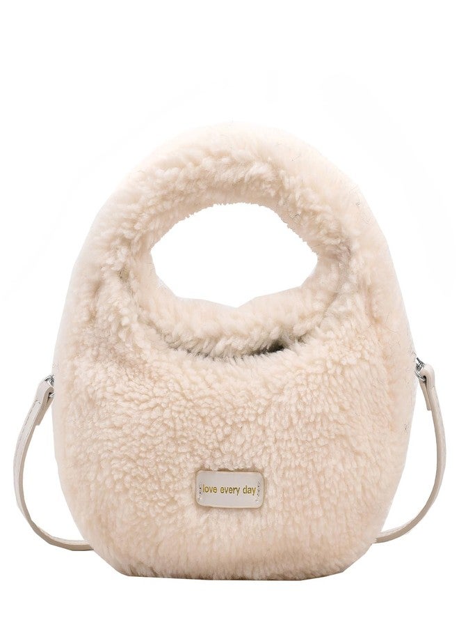 Extolove Fluffy Purse, Furry Purse Faux Fur Bag Cute Lambswool Fuzzy Crossbody Bag for Women (White) - Image 1