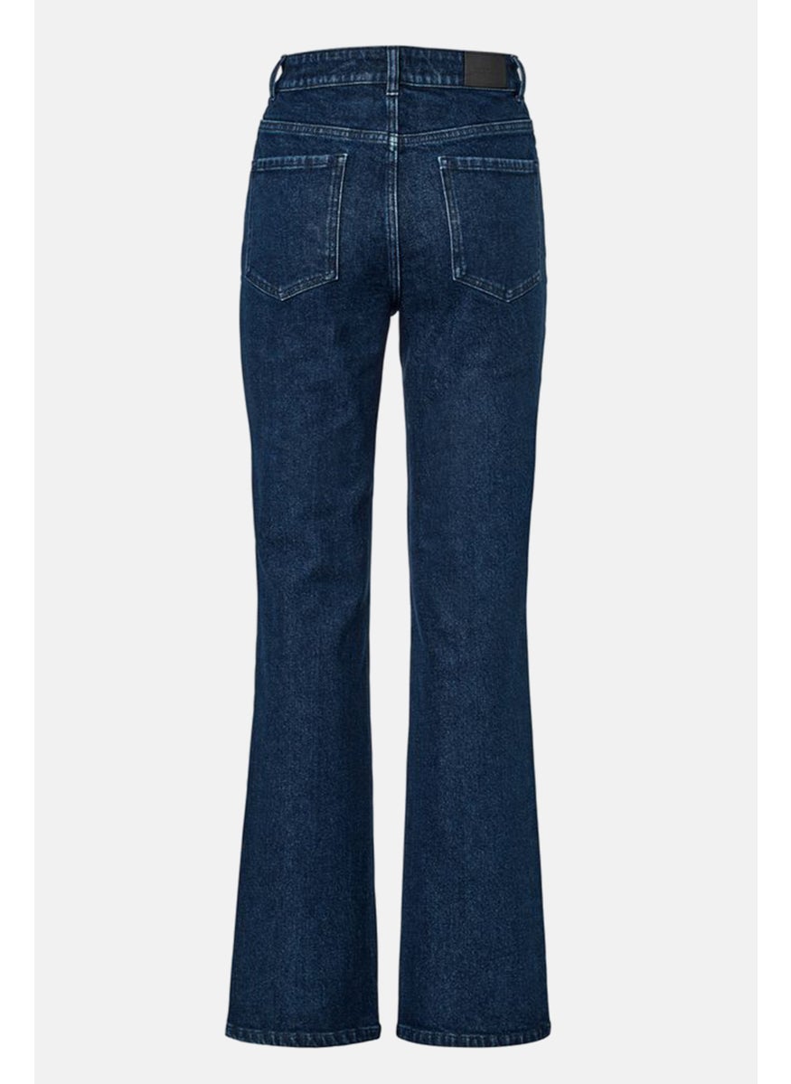 Tchibo Women Regular Fit Plain Stretchable Bootcut Denim Jean, Blue  - Image 3
