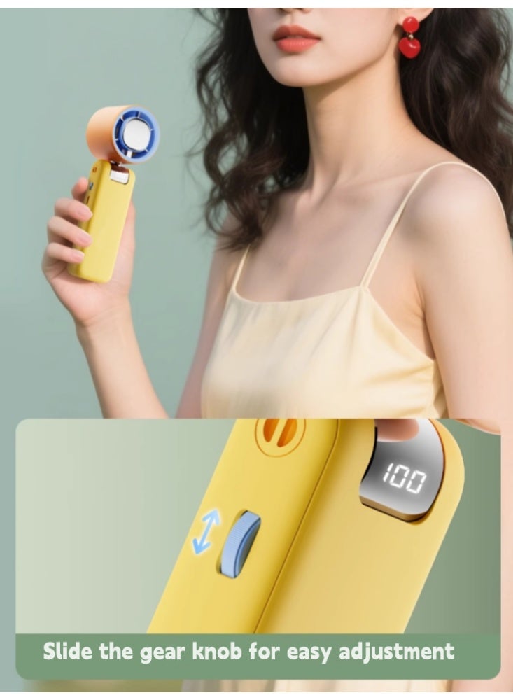 Handheld Fan, Charging, Cooling, Folding Fan, Portable Outdoor Hanging Neck Fan, USB Mini Orange - Image 5