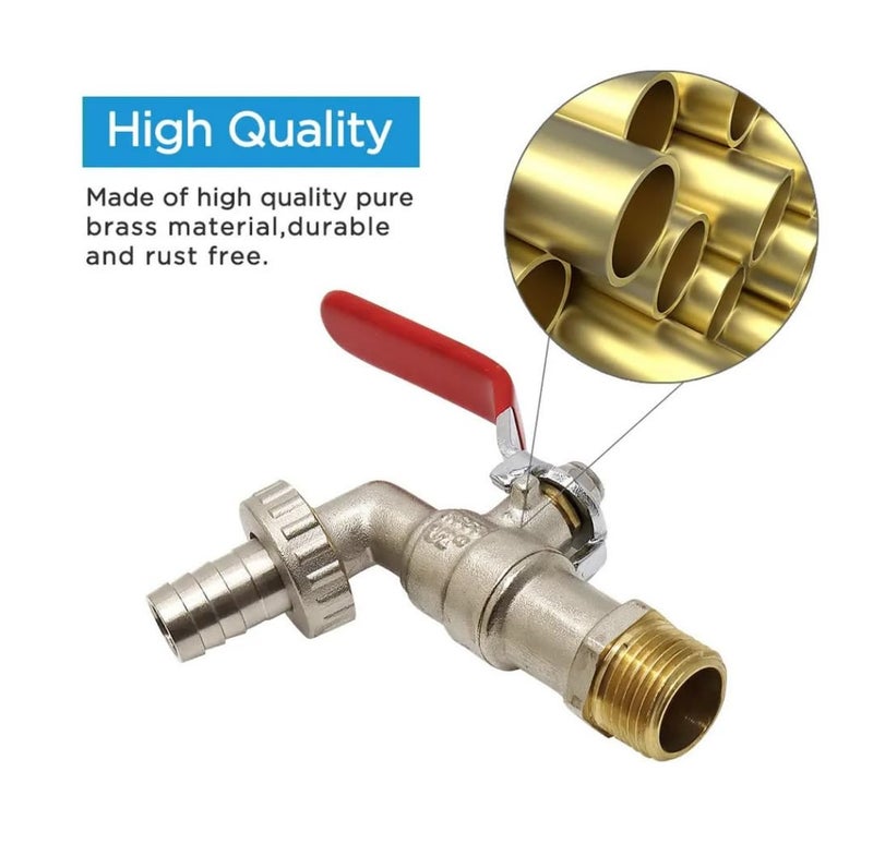 Cossimo Brass Garden Faucet Bib Tap | Forged Construction | 15mm (1/2") Outer Thread Size | 1/2" Slim Hose Nozzle | Shot Blasted Nickel Finish | Durable & Easy to Use - Image 3