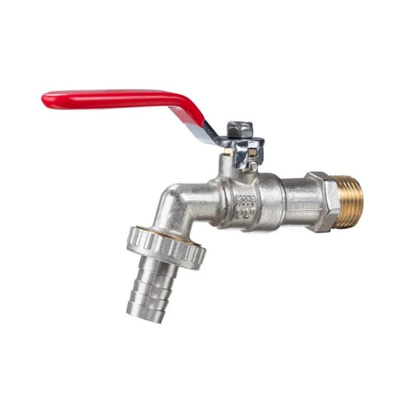 Cossimo Brass Garden Faucet Bib Tap | Forged Construction | 15mm (1/2") Outer Thread Size | 1/2" Slim Hose Nozzle | Shot Blasted Nickel Finish | Durable & Easy to Use - Image 1