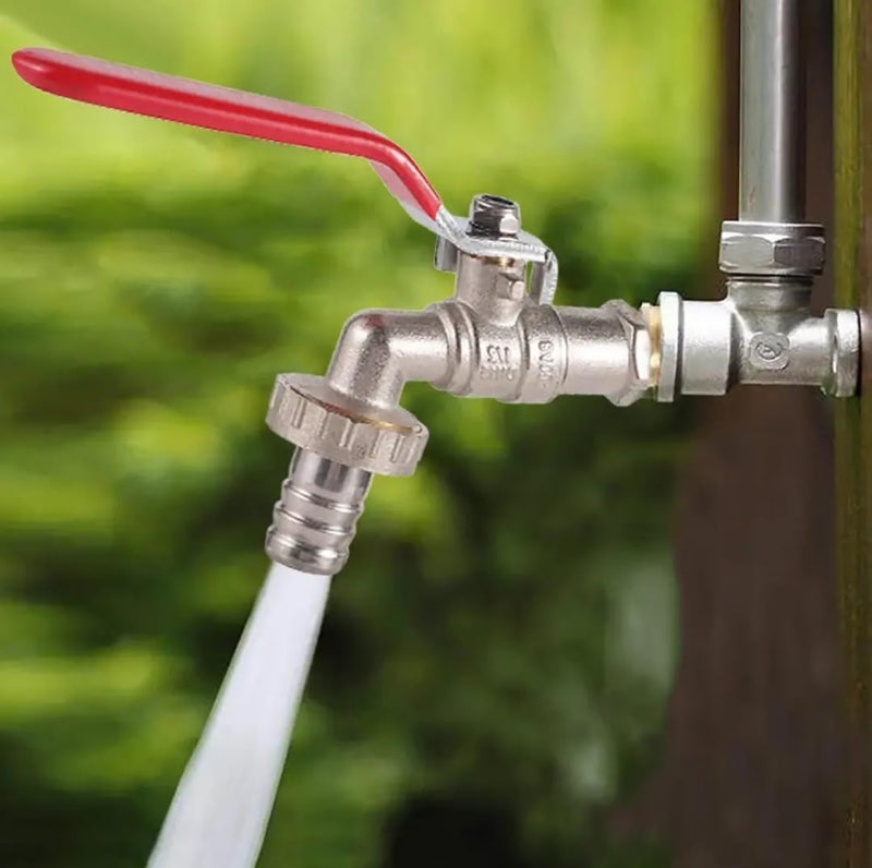 Cossimo Brass Garden Faucet Bib Tap | Forged Construction | 15mm (1/2") Outer Thread Size | 1/2" Slim Hose Nozzle | Shot Blasted Nickel Finish | Durable & Easy to Use - Image 4