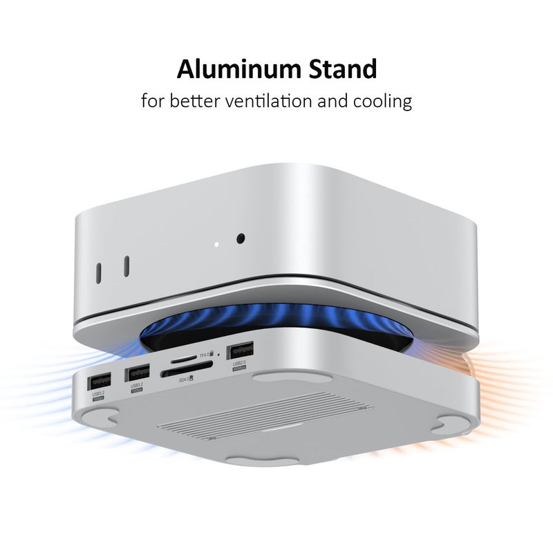 AKKYAJAURE Akyyajaure Mac mini Hub: 9 in 1 Aluminum Stand & Dock for Mac mini M4 Pro with M.2 NVMe SSD Enclosure, 10Gbps USB-A*2, SD/TF Card Readers, USB 2.0 - Image 5