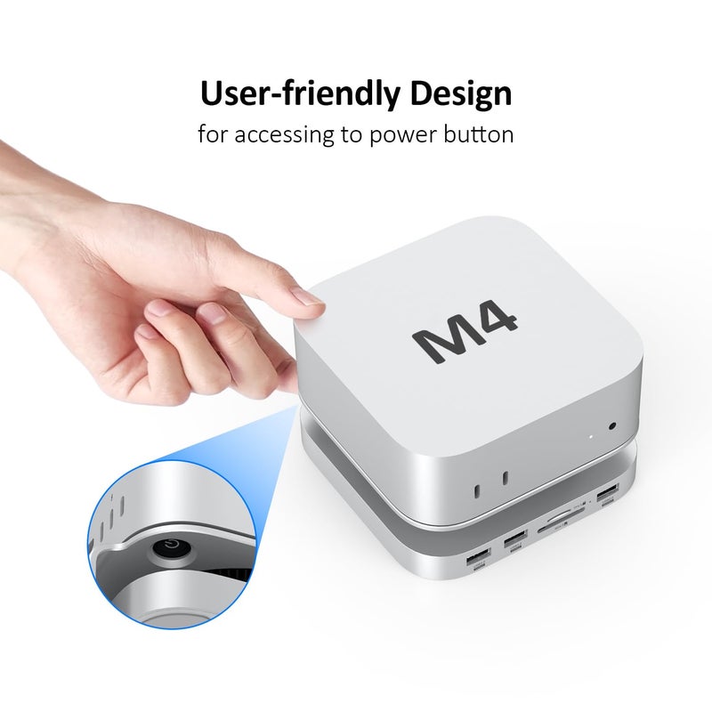 AKKYAJAURE Akyyajaure Mac mini Hub: 9 in 1 Aluminum Stand & Dock for Mac mini M4 Pro with M.2 NVMe SSD Enclosure, 10Gbps USB-A*2, SD/TF Card Readers, USB 2.0 - Image 4