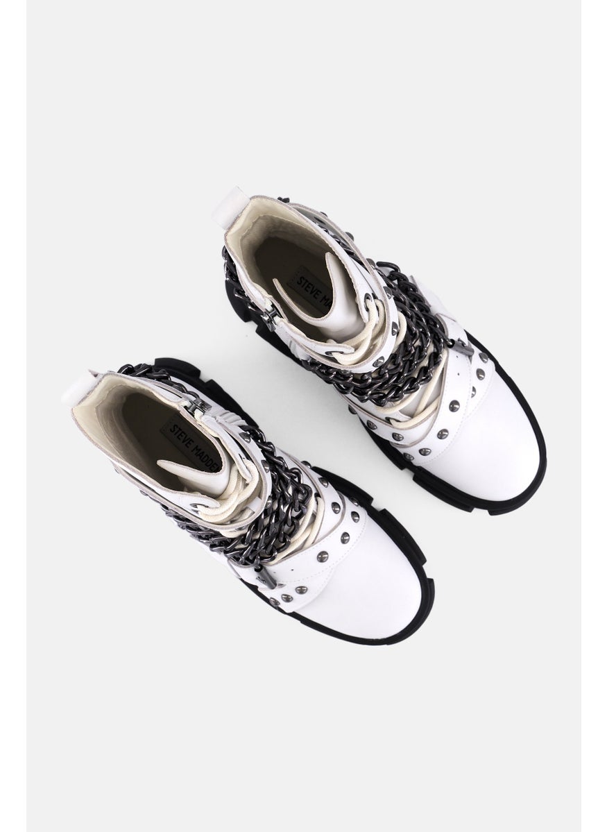 STEVE MADDEN - Women Tranquil Lace Up Ankle Boots, White - Image 1