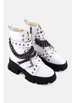 Women Tranquil Lace Up Ankle Boots, White