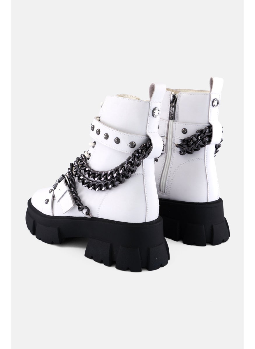 STEVE MADDEN - Women Tranquil Lace Up Ankle Boots, White - Image 1