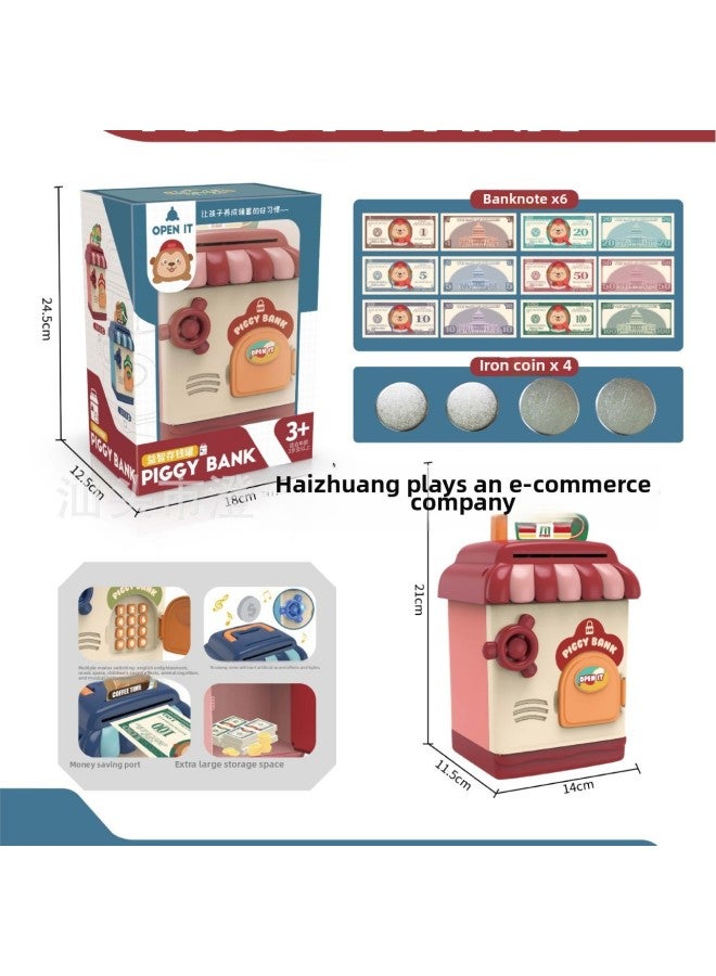 Electric Children's Piggy Bank Backpack Toy Fingerprint Cartoon Automatic Roll Piggy Bank Creative Toy Birthday Gift-Color:172650 Simulation Space Bag Piggy Bank  - Image 3