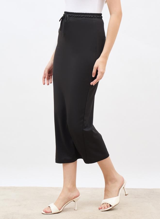 Styli Solid Knitted Terry Shift Midi Skirt - Image 3