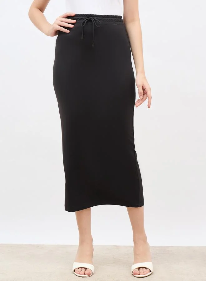 Styli Styli Solid Knitted Terry Shift Midi Skirt