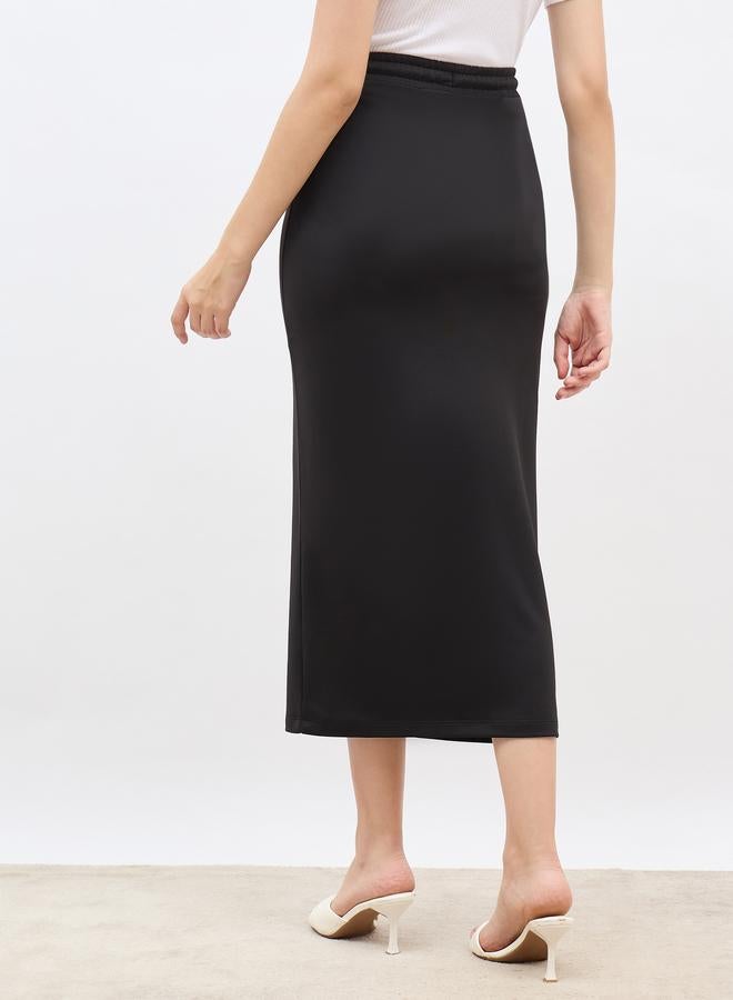 Styli Solid Knitted Terry Shift Midi Skirt - Image 5