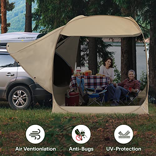 EighteenTek SUV Car Camping Tent - Pop Up Versatile Shelter Tent, Includes Sunshade sail, Storage Bag and Camping Accessories - 7’x7’x7.2’H - Not Waterproof - Image 5