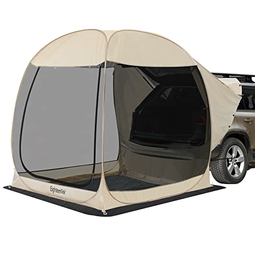 EighteenTek SUV Car Camping Tent - Pop Up Versatile Shelter Tent, Includes Sunshade sail, Storage Bag and Camping Accessories - 7’x7’x7.2’H - Not Waterproof - Image 1