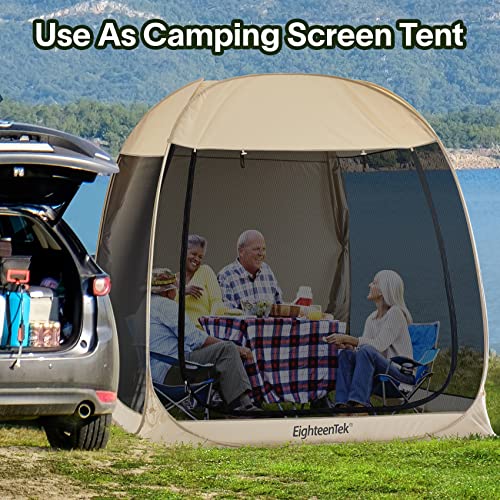 EighteenTek SUV Car Camping Tent - Pop Up Versatile Shelter Tent, Includes Sunshade sail, Storage Bag and Camping Accessories - 7’x7’x7.2’H - Not Waterproof - Image 2