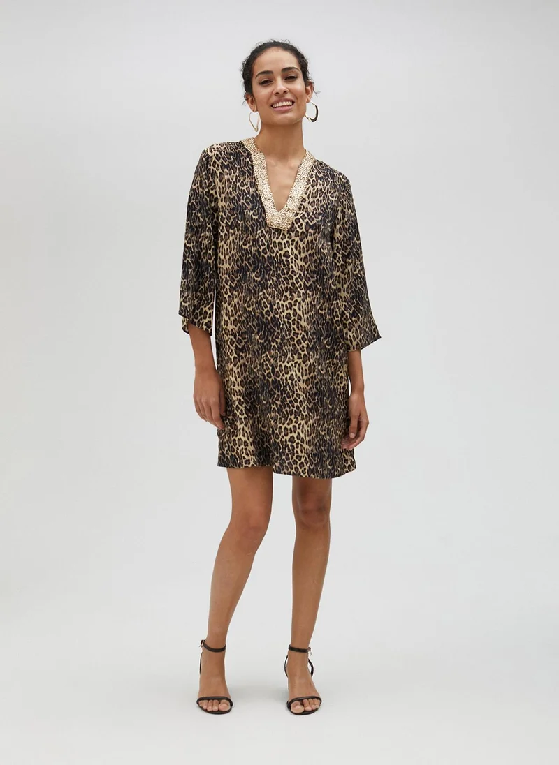 Lola Casademunt Short animal print Kurta dress