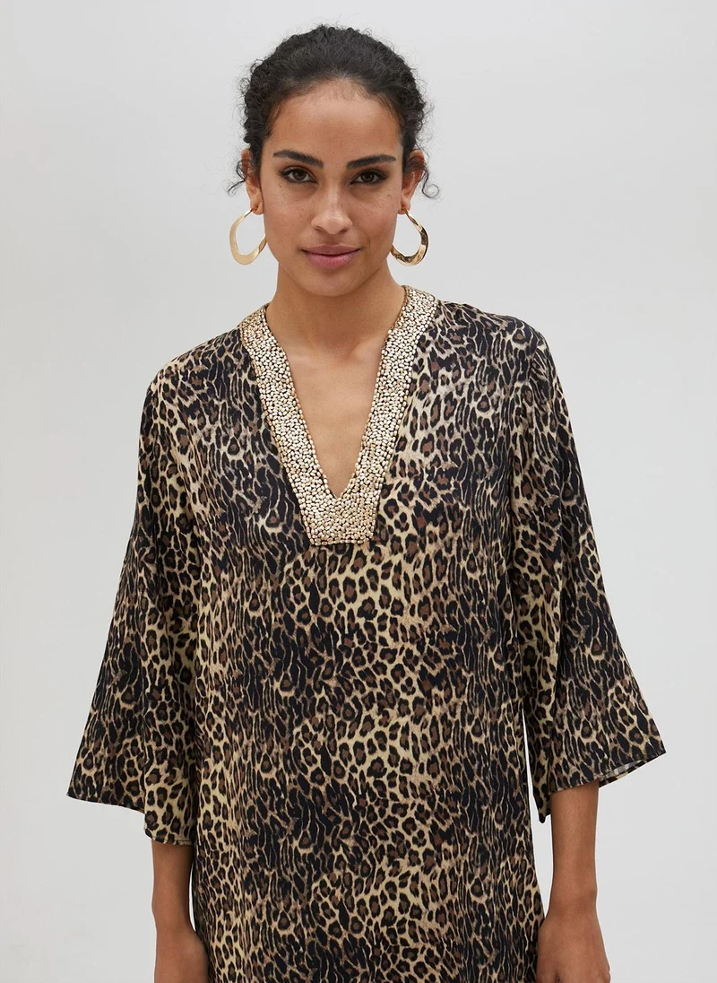 Lola Casademunt Short animal print Kurta dress