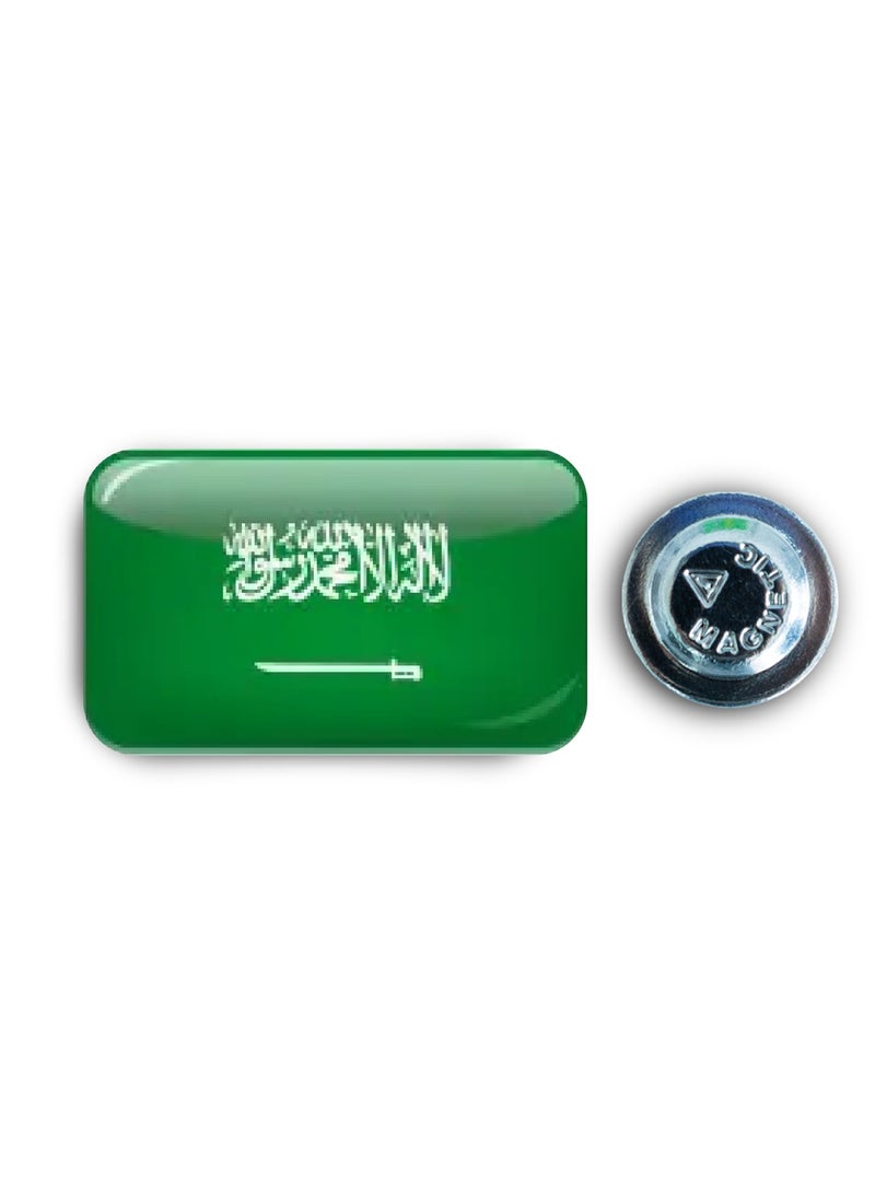 971MEDIA Saudi Flag - Metal Badge Epoxy Coated with Magnetic Pin that Doesn't Tear Clothes  - Image 1