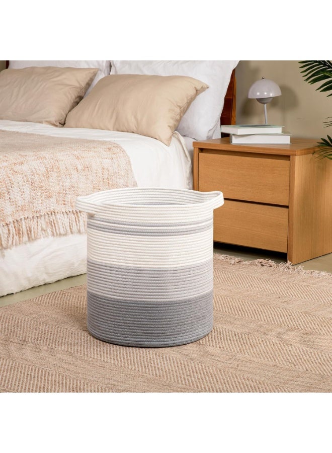 Woven Laundry Basket with Handles, 58L Storage Hamper, Gradient Grey, 18x16in - Image 2