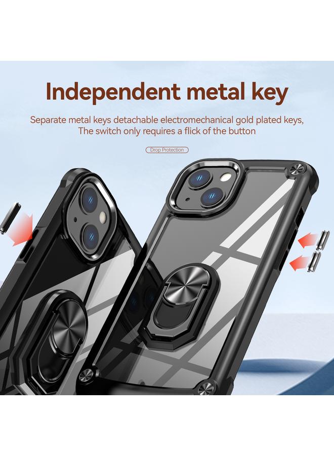 زبون جراب لهاتف iPhone 11 مصنوع من مادة TPU + PC لحماية العدسات مع حامل حلقي - Image 4