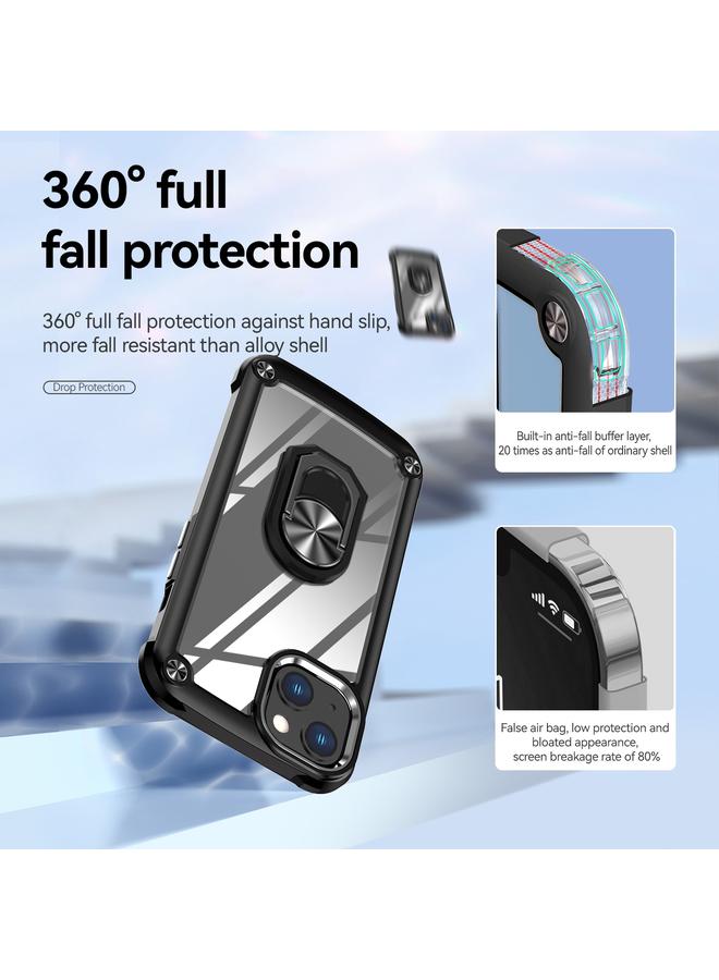 زبون جراب لهاتف iPhone 11 مصنوع من مادة TPU + PC لحماية العدسات مع حامل حلقي - Image 5