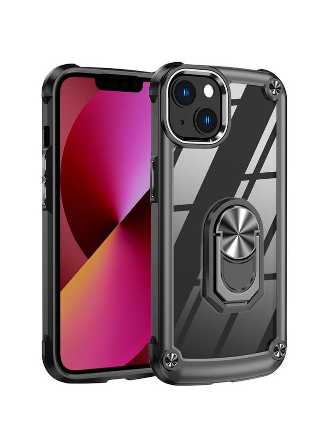زبون جراب لهاتف iPhone 11 مصنوع من مادة TPU + PC لحماية العدسات مع حامل حلقي - Image 1
