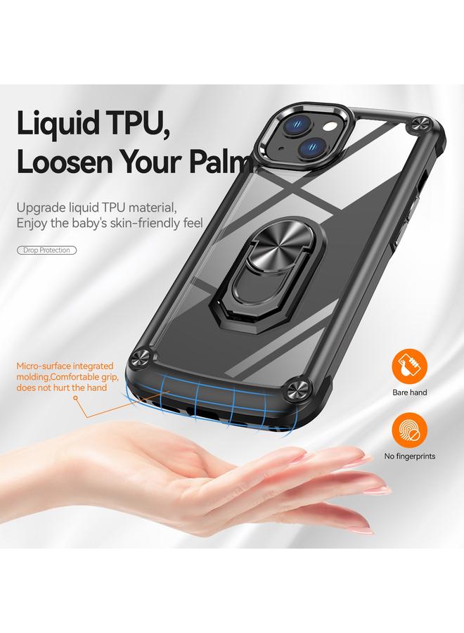 زبون جراب لهاتف iPhone 11 مصنوع من مادة TPU + PC لحماية العدسات مع حامل حلقي - Image 2