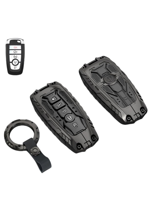 NOSKIN Heavy Duty Metal Key Case Fit for Ford, Key Fob Cover with Keychain Fit for Ford Explorer Fusion Escape Edge Expedition F150 F250 F350 F450 F550 Maverick Mustang, 3/4/5 Buttons - Image 1