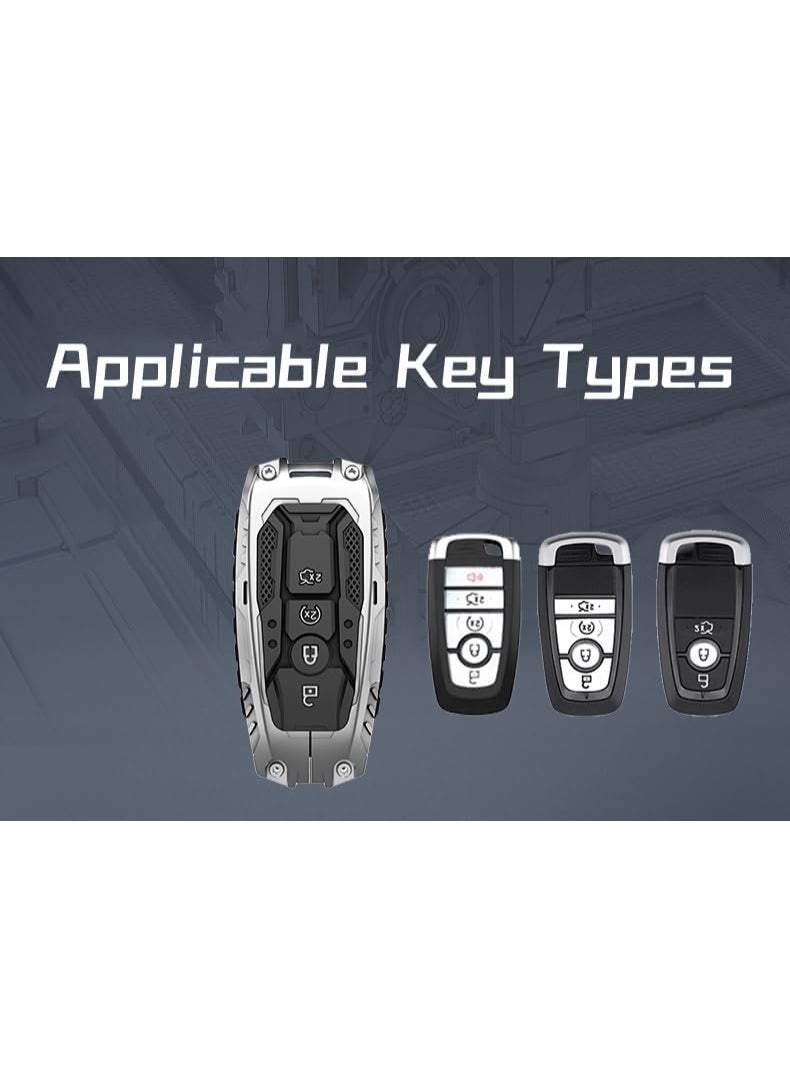 NOSKIN Heavy Duty Metal Key Case Fit for Ford, Key Fob Cover with Keychain Fit for Ford Explorer Fusion Escape Edge Expedition F150 F250 F350 F450 F550 Maverick Mustang, 3/4/5 Buttons - Image 2
