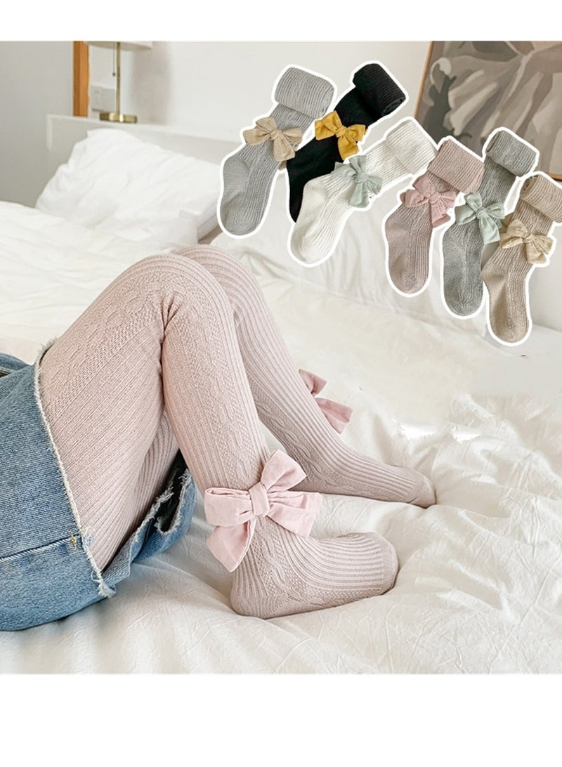 Girls' pantyhose leggings solid color bow body stockings Tights leggings - Image 4