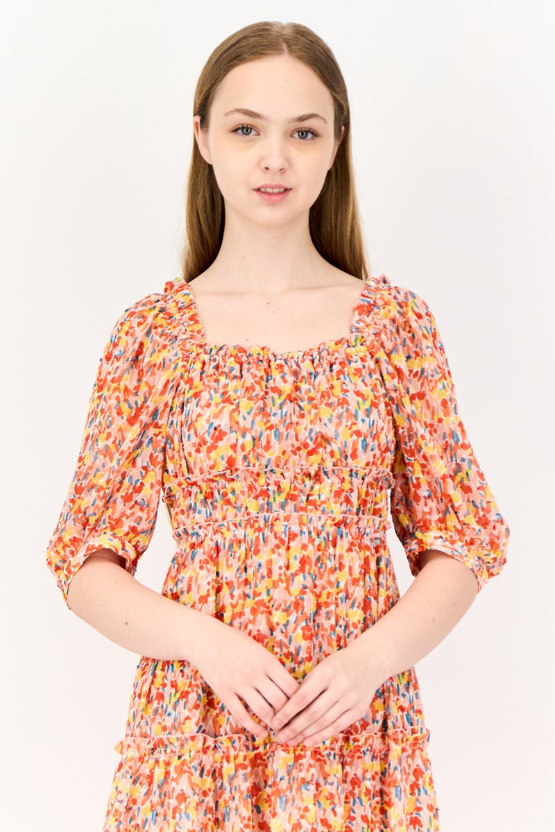 SALSA Women Allover Print Midi Dress, Multicolor - Image 3