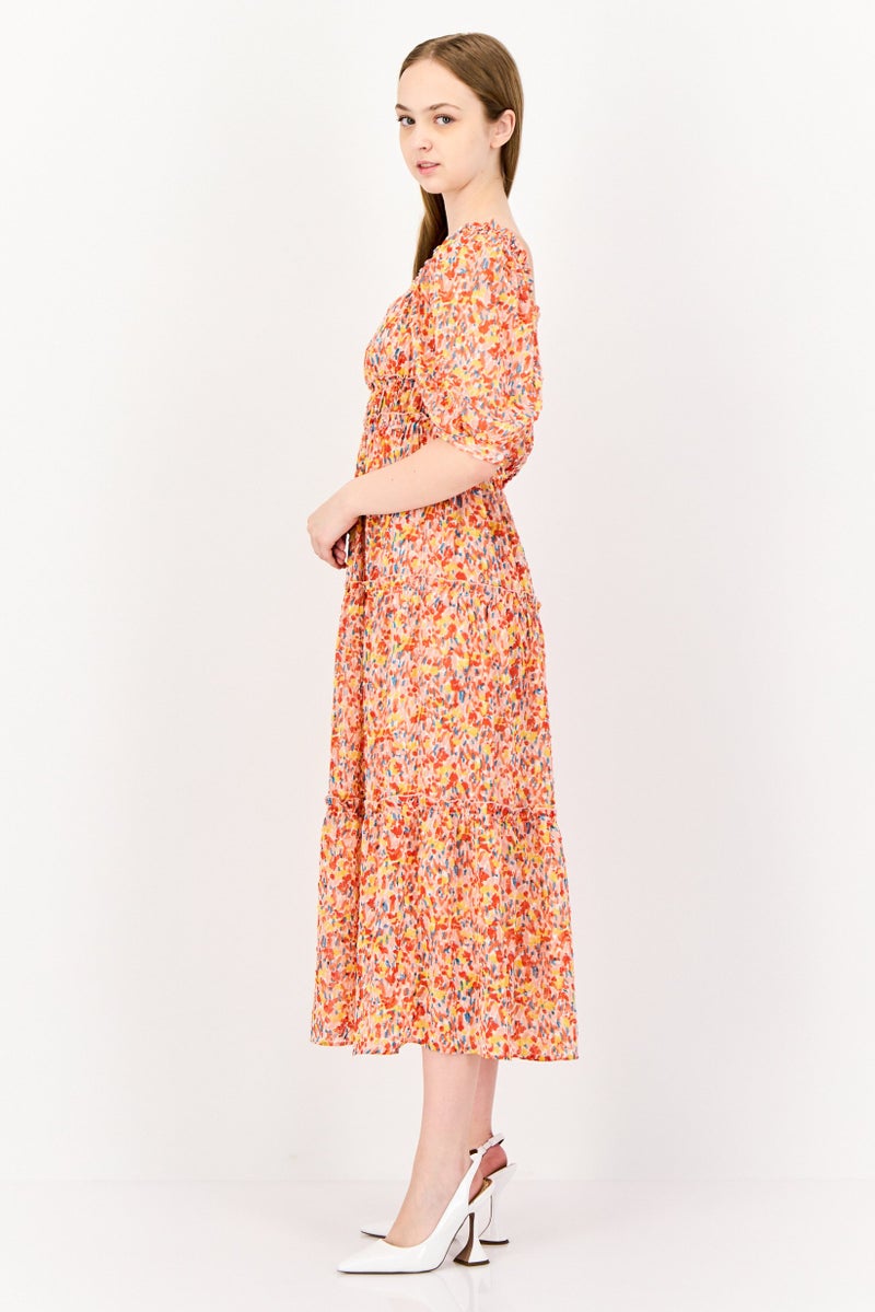 SALSA Women Allover Print Midi Dress, Multicolor - Image 4