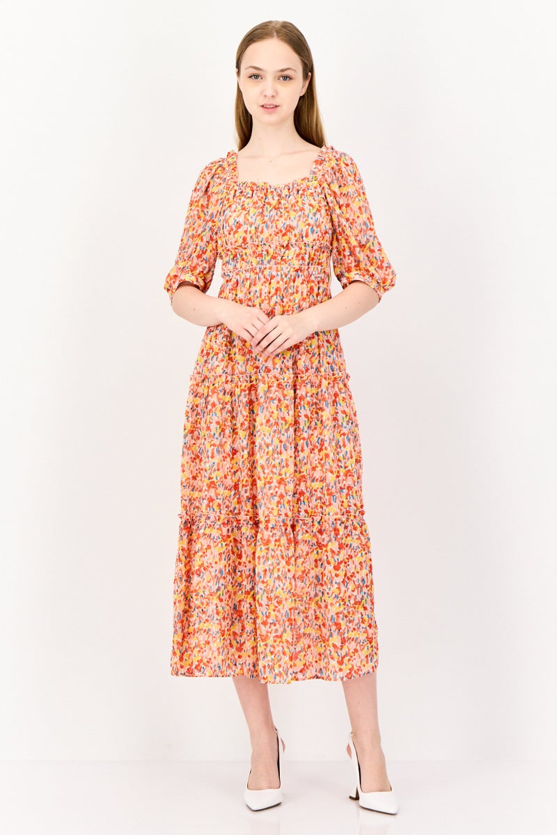 SALSA Women Allover Print Midi Dress, Multicolor - Image 1