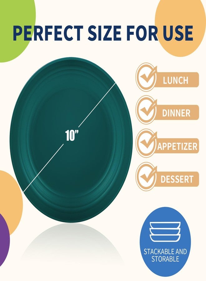 Lazycorner Dinner Plates Unbreakable Wheat Straw Plates Kids Plate Set of 12 Alternative for Plastic Plates Reusable Plate for Kitchen Dishwasher Safe (10 Inches-4 Colors) - Image 2