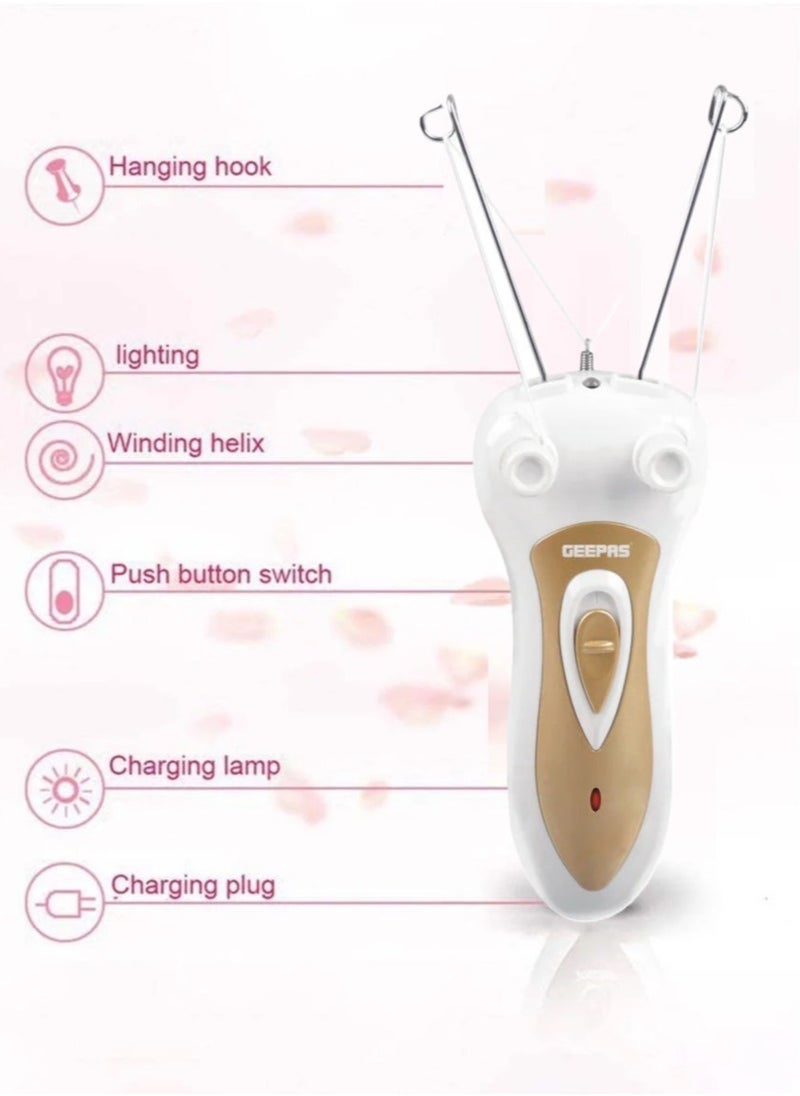 GEEPAS - Professionalism Rechargeable Ladies Epilator Set Safe Epilation Of All Body Parts, Great For Travel, Electric Threading Removers, Minimizes Pain, Smoother Faces, Quick And Effective GLS8690 - Image 1