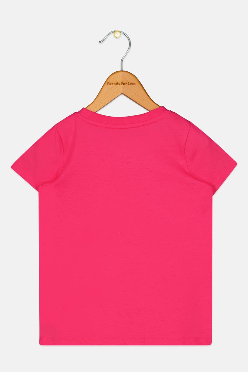 NAME IT Toddlers Girl Crew Neck Short Sleeve Graphic Print T-Shirt, Dark Pink - Image 2