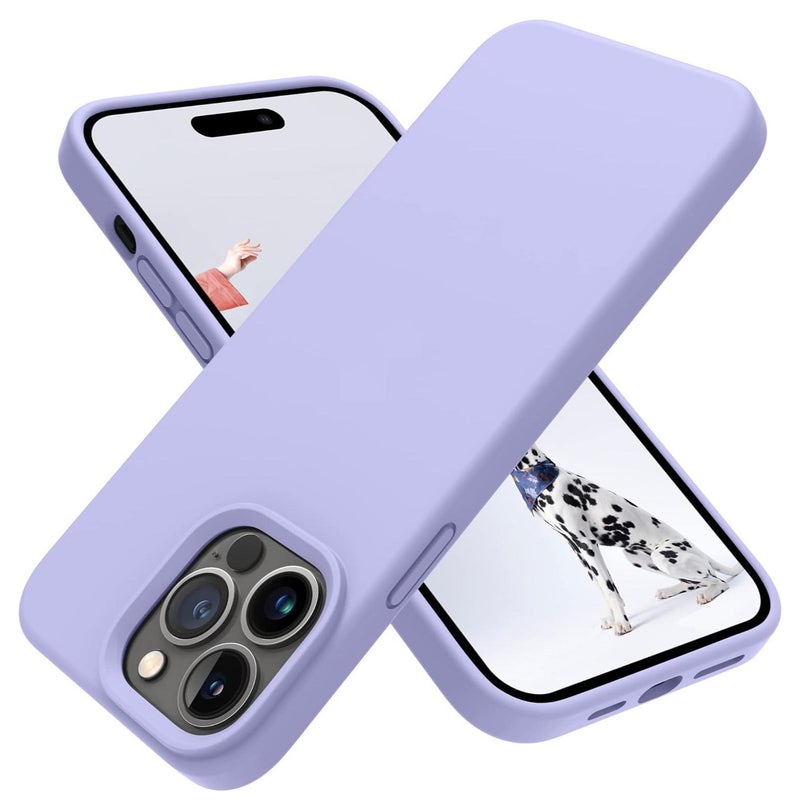 Compatible with iPhone 13 Pro Max Case 6.7 Inch Slim Liquid Silicone 4 Layers Soft Gel Rubber Shockproof Protective Phone Case with Anti Scratch Microfiber Lining (Light Purple) - Image 1