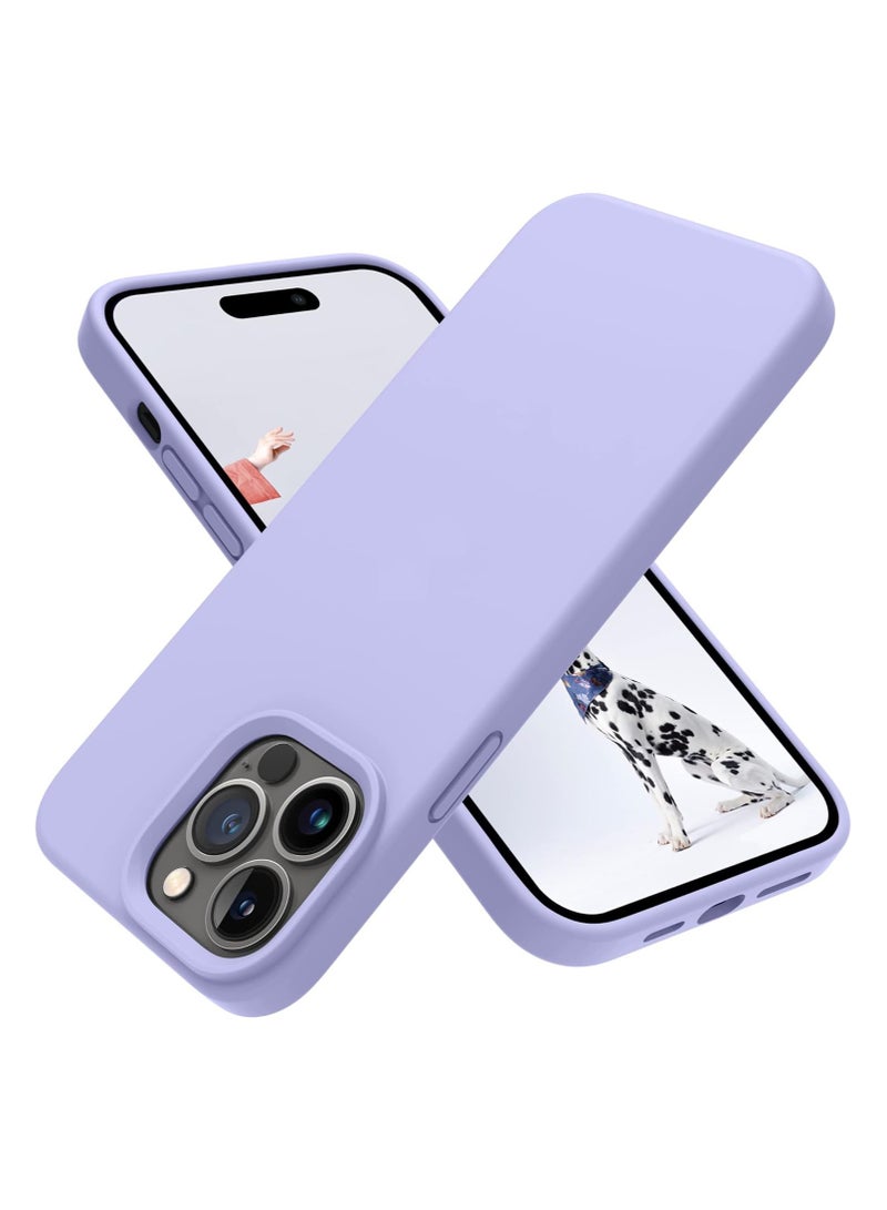 Compatible with iPhone 13 Pro Max Case 6.7 Inch Slim Liquid Silicone 4 Layers Soft Gel Rubber Shockproof Protective Phone Case with Anti Scratch Microfiber Lining (Light Purple) - Image 1
