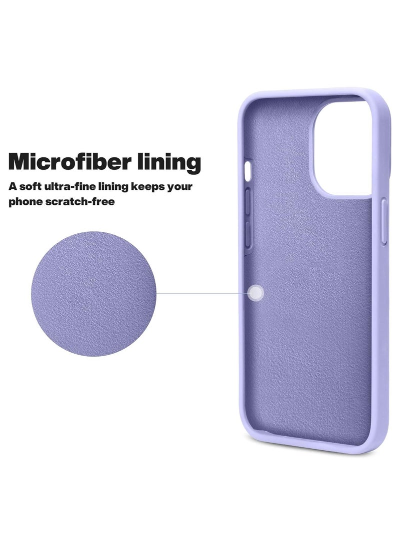 Compatible with iPhone 13 Pro Max Case 6.7 Inch Slim Liquid Silicone 4 Layers Soft Gel Rubber Shockproof Protective Phone Case with Anti Scratch Microfiber Lining (Light Purple) - Image 5