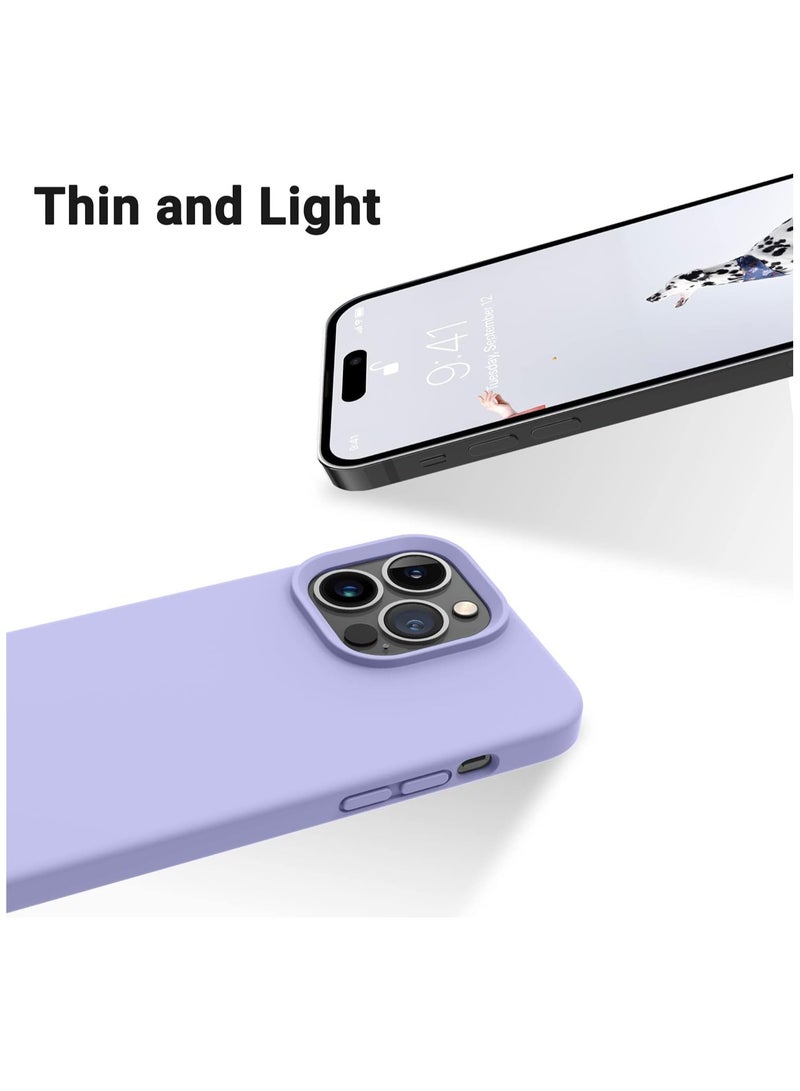 Compatible with iPhone 13 Pro Max Case 6.7 Inch Slim Liquid Silicone 4 Layers Soft Gel Rubber Shockproof Protective Phone Case with Anti Scratch Microfiber Lining (Light Purple) - Image 2