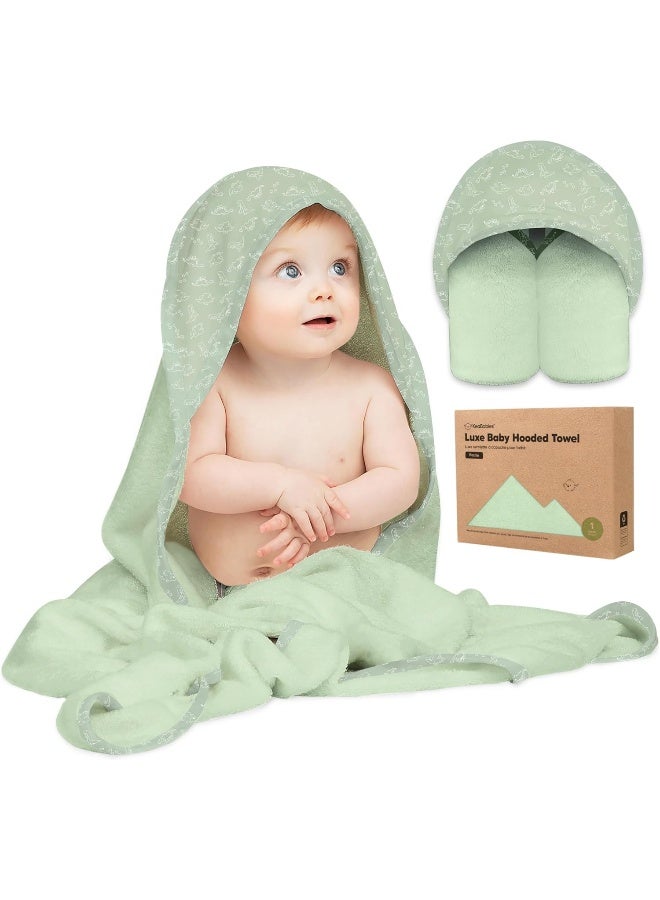 KeaBabies Hooded Baby Towel for Newborn - Viscose Derived from Bamboo Large Baby Bath Towels with Hood for Boys, Girls, Toddler, Extra Absorbent & Soft Newborn Bath Essentials (Dinos, Petite) - Image 1