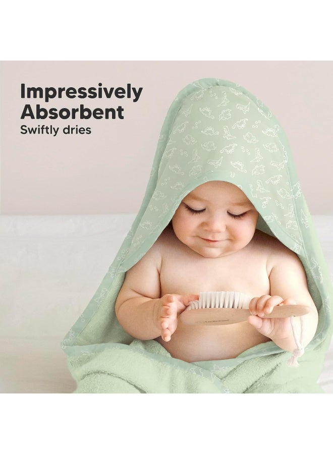 KeaBabies Hooded Baby Towel for Newborn - Viscose Derived from Bamboo Large Baby Bath Towels with Hood for Boys, Girls, Toddler, Extra Absorbent & Soft Newborn Bath Essentials (Dinos, Petite) - Image 5