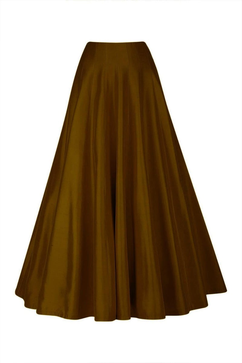 JANAK Silk Fabric Long ghera Kali Pattern Skirt (Brown) - Image 4