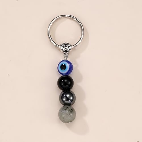 GINAZL Evil Eye Keychain, Natural Crystal Keychains for Women Protection Charm for Women Men Car Key Ring Bag Purse Charms for handbags Good Luck Keychain (TT) - Image 3