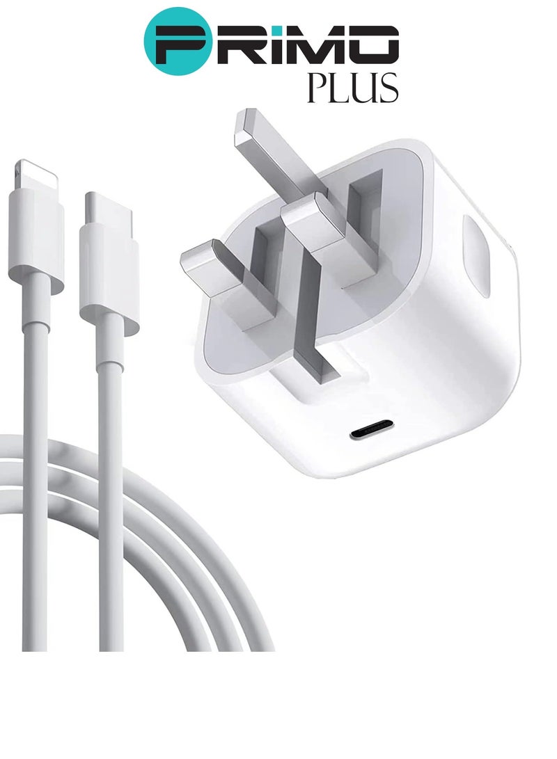 PRIMO PLUS iPhone 20W Fast Charger | USB C Wall Fast Charger with USB C to Lightning Cable Compatible with iPhone 14/14 Pro/14 Pro Max/13/12/SE2020/11/XR/XS Max/X/iPad - Image 3