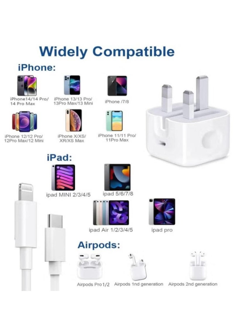 PRIMO PLUS iPhone 20W Fast Charger | USB C Wall Fast Charger with USB C to Lightning Cable Compatible with iPhone 14/14 Pro/14 Pro Max/13/12/SE2020/11/XR/XS Max/X/iPad - Image 5