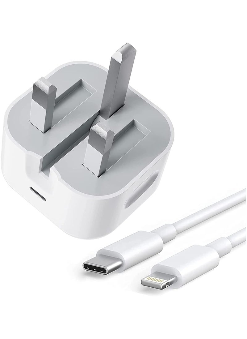 PRIMO PLUS - iPhone 20W Fast Charger | USB C Wall Fast Charger with USB C to Lightning Cable Compatible with iPhone 14/14 Pro/14 Pro Max/13/12/SE2020/11/XR/XS Max/X/iPad - Image 1