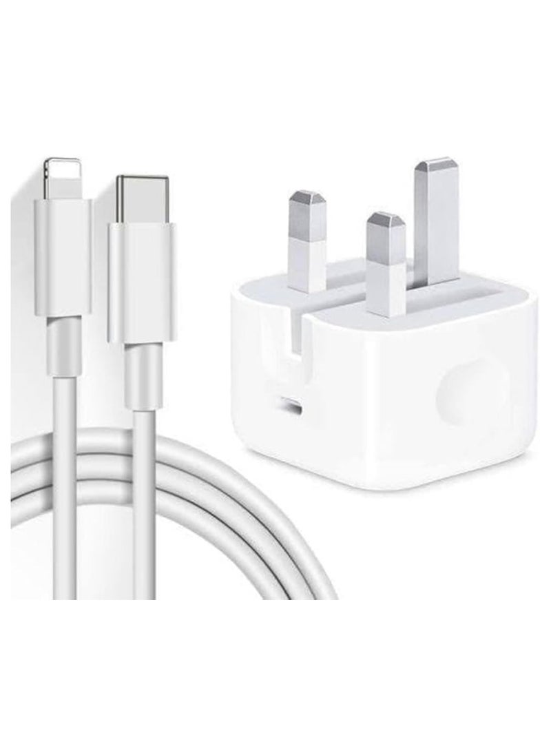 PRIMO PLUS - iPhone 20W Fast Charger | USB C Wall Fast Charger with USB C to Lightning Cable Compatible with iPhone 14/14 Pro/14 Pro Max/13/12/SE2020/11/XR/XS Max/X/iPad - Image 1