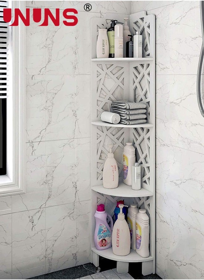 UNUNS 4 Tiers Corner Shelf Rack,Toilet Paper Stand For Bathroom Organizer,Toilet Vanity Cabinet,Narrow Bath Sink Organizer,Towel Storage Shelf For Paper Holder,White  - Image 1