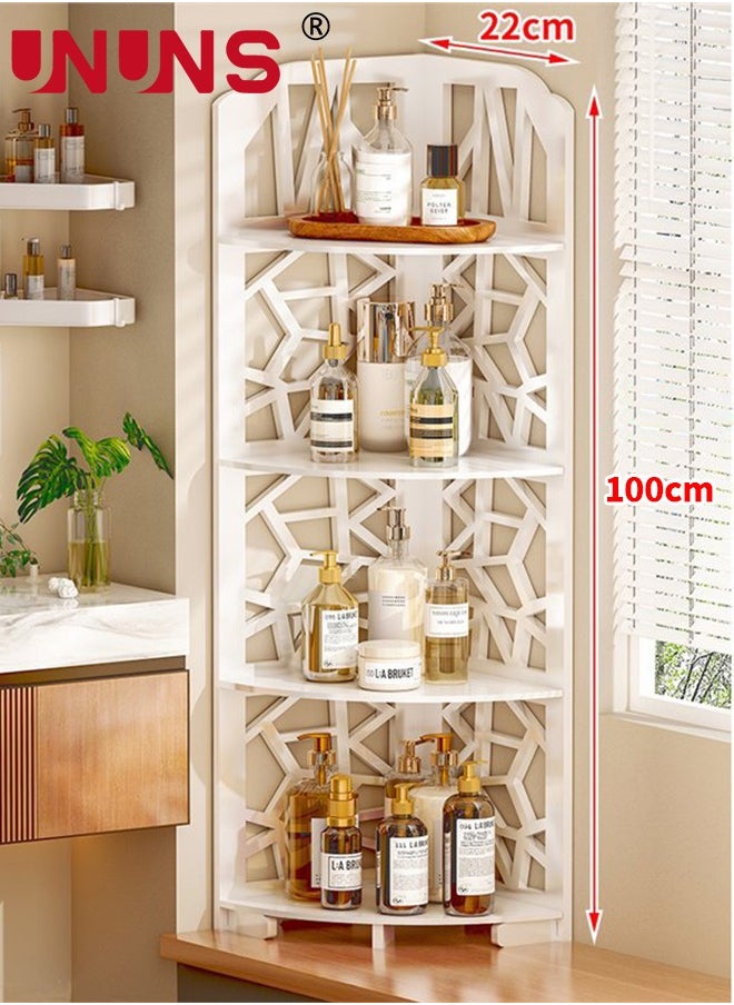 UNUNS 4 Tiers Corner Shelf Rack,Toilet Paper Stand For Bathroom Organizer,Toilet Vanity Cabinet,Narrow Bath Sink Organizer,Towel Storage Shelf For Paper Holder,White  - Image 2